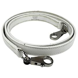 Hermès-Hermes Epsom Leather Shoulder Strap-Silvery,White