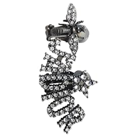 Christian Dior-Christian Dior Dior J'A DIOR Bee Rhinestone Silver Metal Earrings-Silvery