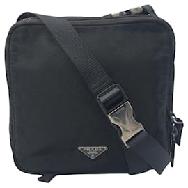 Prada-Prada Nylon Tessuto Logo Shoulder Bag-Black