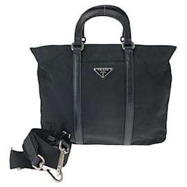 Prada-Prada Nylon Tessuto Logo Tote Bag-Black