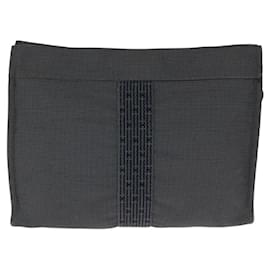Hermès-Hermes Canvas Second Clutch Bag-Grey
