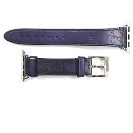 Berluti Leather Calligraphy Apple Watch Band Purple