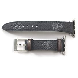 Berluti Leather Logo Pattern Bracelet Band Black