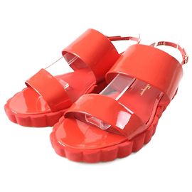 Rote Lackleder-Sandalen von Salvatore Ferragamo Rot
