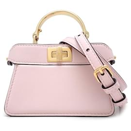 Fendi-Fendi Peekaboo Leather Handbag 7AS106-Pink