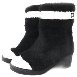 Chanel Schafslederstiefel schwarz-weiß 35 Andere