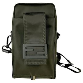 Fendi-Fendi Khaki Nylon Shoulder Bag-Khaki