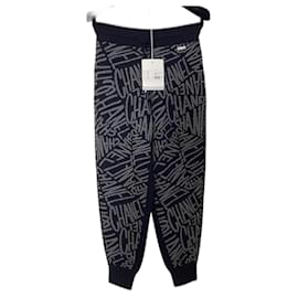 Chanel-NWT Chanel Logo 21N Coco Neige Black Grey Cashmere Bottoms Lounge Pants FR 38-Black,Grey