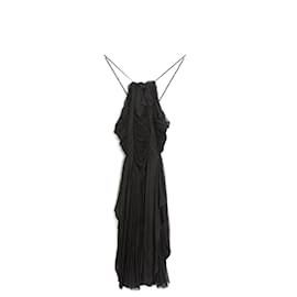 Yves Saint Laurent-Mid-length silk dress-Black