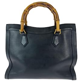 Gucci-Gucci Bamboo Diana Black Leather Tote Bag-Black