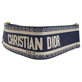 Christian Dior-Christian Dior Dior Embroidery Leather Belt-Black,Navy blue