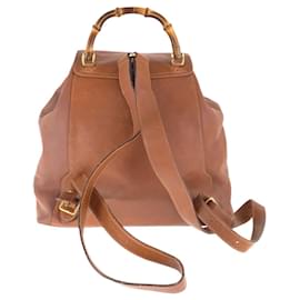 Gucci-Gucci Bamboo Brown Leather Backpack-Brown