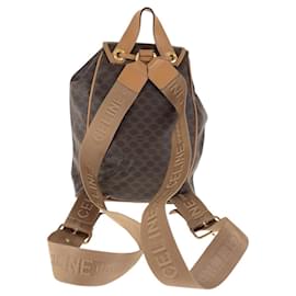 Céline-Celine Vintage Macadam Brown Leather Backpack-Brown