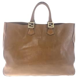Fendi-Fendi Brown Leather Tote Bag-Brown