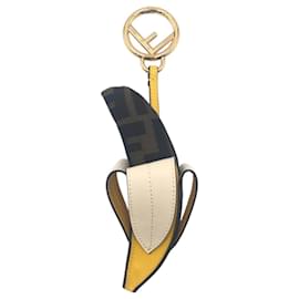 Fendi-Fendi Zucca Banana Keychain-Brown,Golden,Yellow
