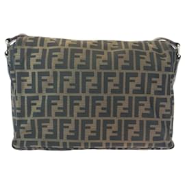 Fendi-Fendi Zucca Brown Leather Messenger Bag-Brown
