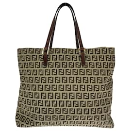 Fendi-Fendi Zucchino Brown Canvas Tote Bag-Brown