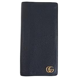 Gucci-GUCCI GG Marmont Black Leather Long Wallet-Black