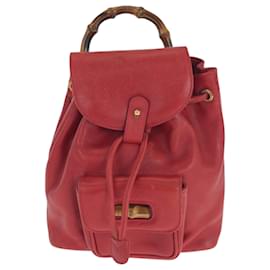 Gucci-Gucci Vintage Bamboo Leather Backpack-Brown,Red