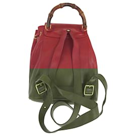 Gucci-Gucci Vintage Bamboo Leather Backpack-Brown,Red