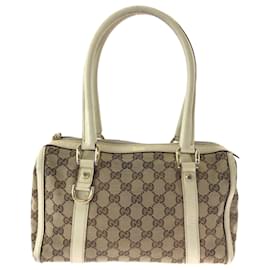 Gucci-Gucci Abby Beige Ivory Gold Hardware GG Canvas Handbag-Beige,Cream