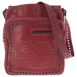 Bottega Veneta-Bottega Veneta Intrecciato Red Leather Shoulder Bag-Red
