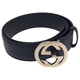 Gucci-Gucci Interlocking Leather Belt-Black