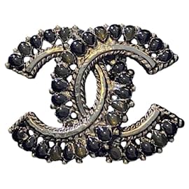 Chanel-Chanel 14A Paris-Dallas Large Stone CC Ring Size US 6-Silvery