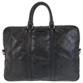 Gucci-Gucci GG Impreme Black Leather Briefcase-Black