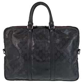 Gucci-Gucci GG Impreme Black Leather Briefcase-Black