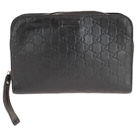 Gucci-Gucci Guccissima Brown Leather Clutch Bag-Brown