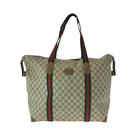 Gucci-Gucci Sherry Line Beige Brown GG Supreme Boston Bag-Brown