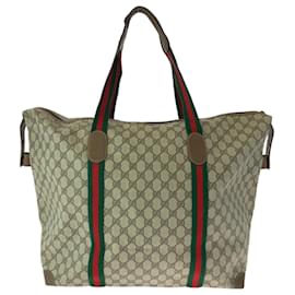 Gucci-Gucci Sherry Line Beige Brown GG Supreme Boston Bag-Brown