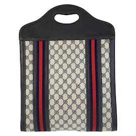 Gucci-Gucci Sherry Line Tote Bag-Brown,Navy blue