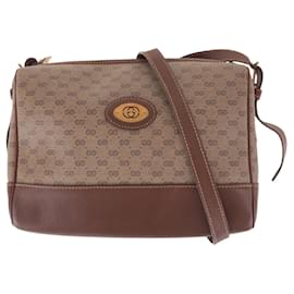Gucci-Gucci Vintage Micro GG Brown Shoulder Bag-Brown