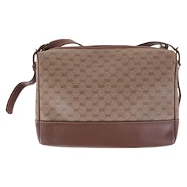 Gucci-Gucci Vintage Micro GG Brown Shoulder Bag-Brown