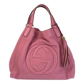 Gucci-Gucci Soho Interlocking Pink Leather Tote Bag-Pink