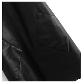 Balenciaga-Balenciaga Patch Pocket Black Leather A-Line Dress-Black