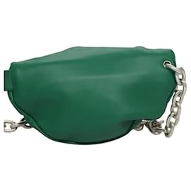 Autre Marque-BOTTEGA VENETA Chain Shoulder Bag Leather Green Silver Auth 113050-Silvery,Green