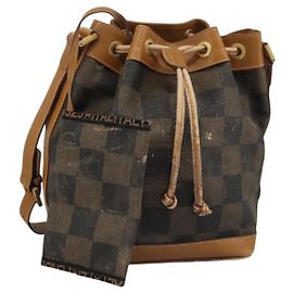 FENDI Pecan Canvas Shoulder Bag PVC Leather Brown Auth th5553 Brown