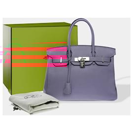 Hermès-HERMES Birkin 30 Bag in Blue Leather - 102504-Blue
