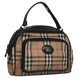 Autre Marque-Burberrys Nova Check Hand Bag Canvas Beige Auth 110289-Beige