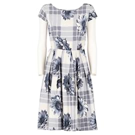Autre Marque-A.N.G.E.L.O. Vintage Cult Floral Cotton Dress-Blue,Grey,Sand