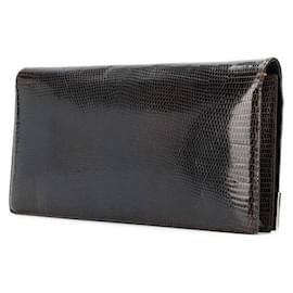 Autre Marque-Mila Schön Brown Tejus Lizard Skin Pochette-Brown