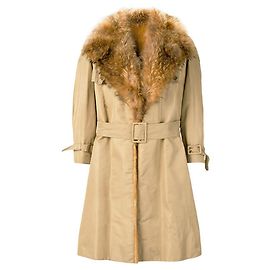 Autre Marque A.N.G.E.L.O. Vintage Cult Beige Fabric and Fox Fur Trench Beige