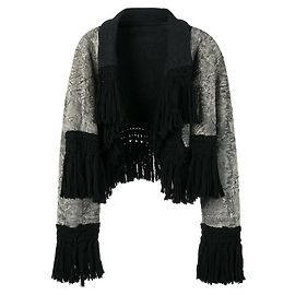 Autre Marque A.N.G.E.L.O. Vintage Cult Fur Bolero Jacket Black Grey Sand