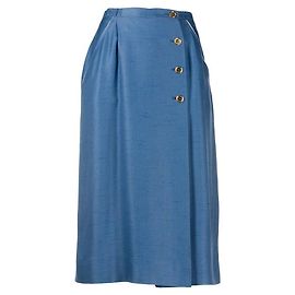 Louis Féraud Falda de lino y lana azul claro Louis Feraud Azul Marrón claro