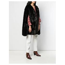 Autre Marque-A.N.G.E.L.O. Vintage Cult Dark Brown Beaver Fur Cape-Brown,Dark red