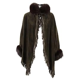 Autre Marque-A.N.G.E.L.O. Vintage Cult Brown Suede Cape-Brown