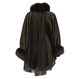 Autre Marque-A.N.G.E.L.O. Vintage Cult Brown Suede Cape-Brown